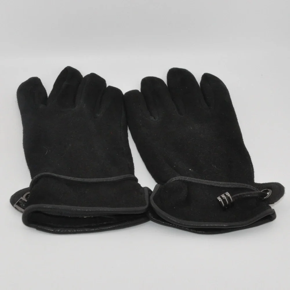 Denver Hayes Gloves Medium Black Excellent Fleece Lined Suede Like Toggle‎ Trim
